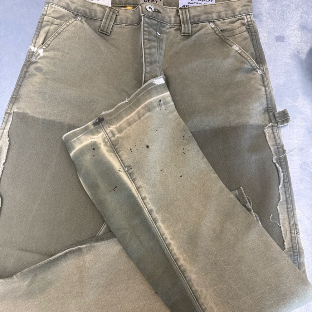Rick Owens Olive Green Distressed Jeans